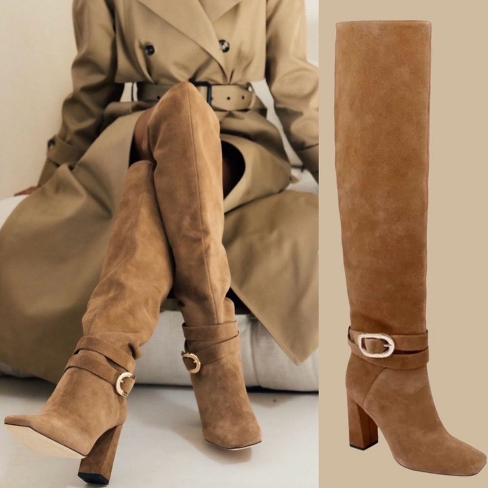 Dee Ocleppo Chic Tan Suede Heeled Boots NIB